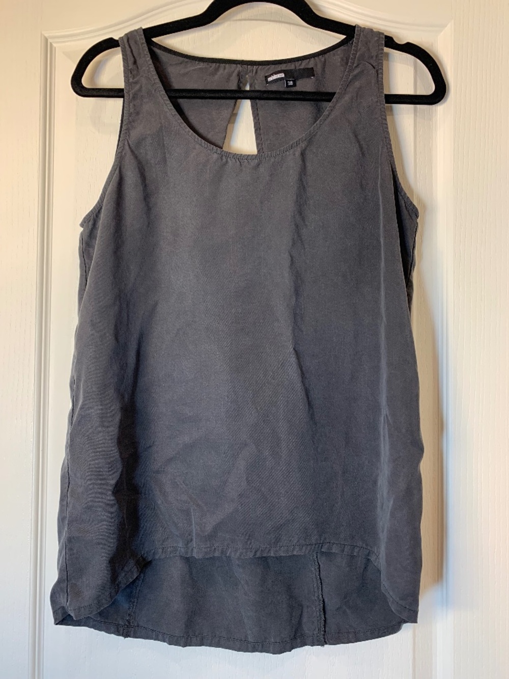Minimum Denmark Lyocell Tank Top Grey Open Back EU 38 M Scandinavian Minimalist